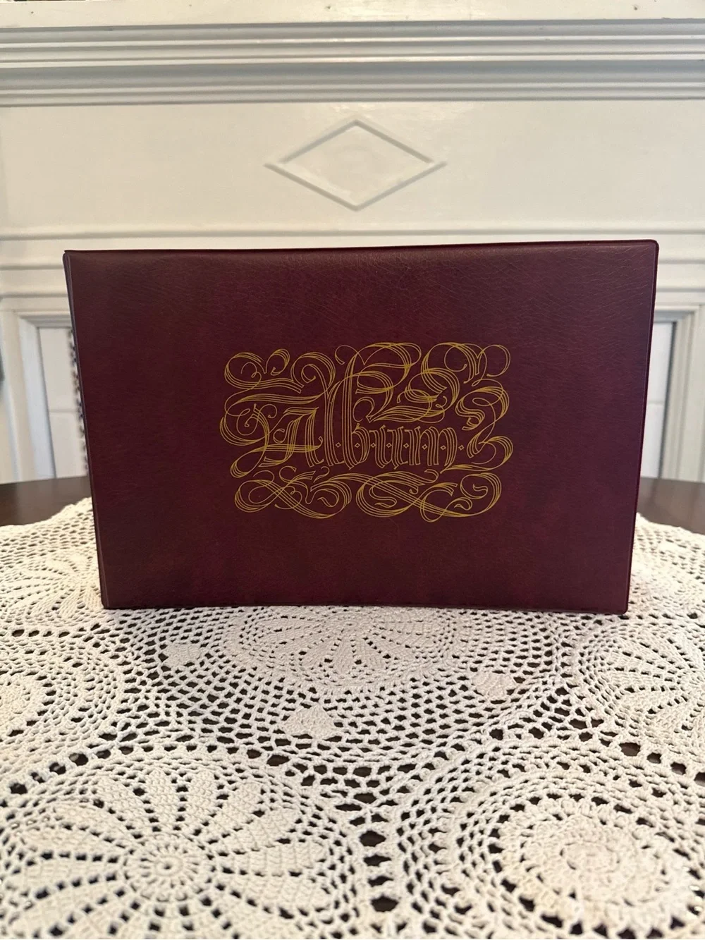 Vintage Burgundy Photo Album with Gold Script